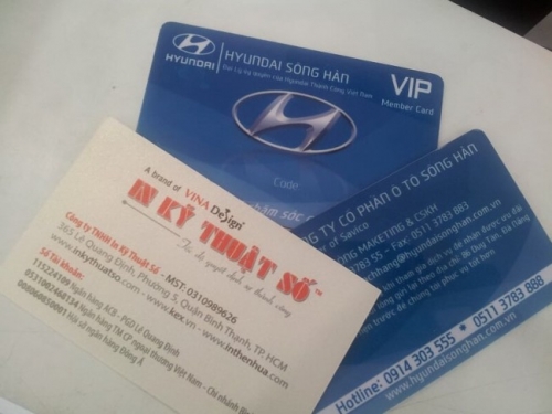 Thẻ bảo hành cho khách hàng mua ô tô tại Trung tâm xe hơi Hyundai Sông Hàn in trên chất liệu PVC cao cấp