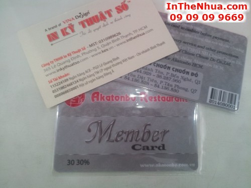 In thẻ nhựa Member cho Akatonbo Restaurant - thực hiện in thẻ nhựa bởi In Kỹ Thuật Số